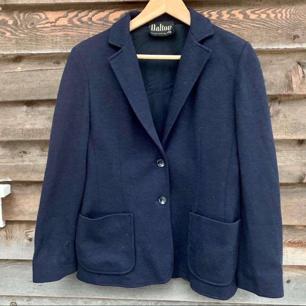 Vintage Dalton Navy Wool Blazwr